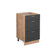 Mobiletto base per cucina Fame-Line Antracite-oro/Rovere dorato 50 cm senza piano di lavoro Vicco