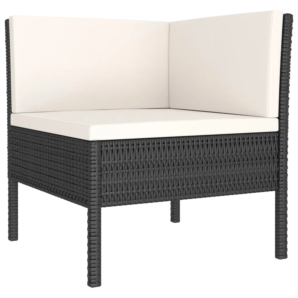 Set Divani da Giardino 9 pz | Set Salotto da Giardino con Cuscini in Polyrattan Nero