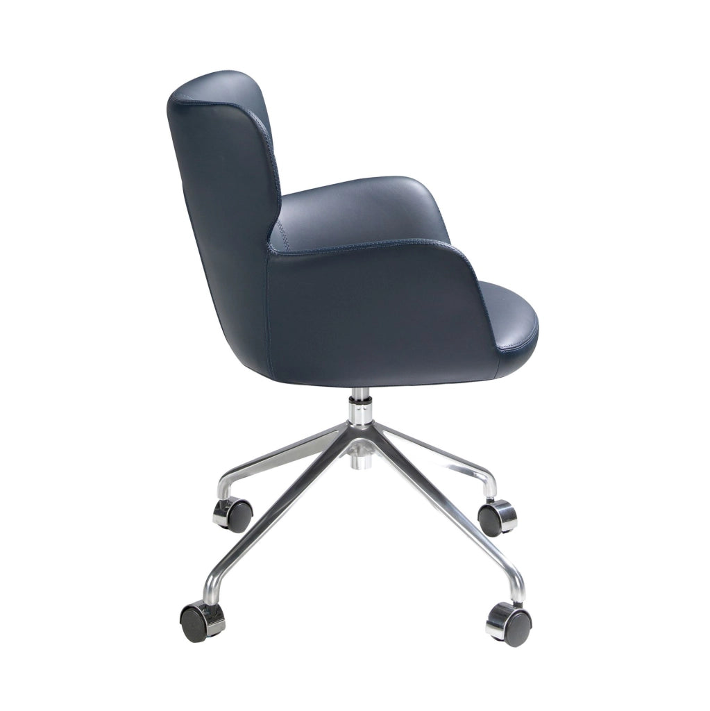 Sedia girevole da ufficio in ecopelle blu