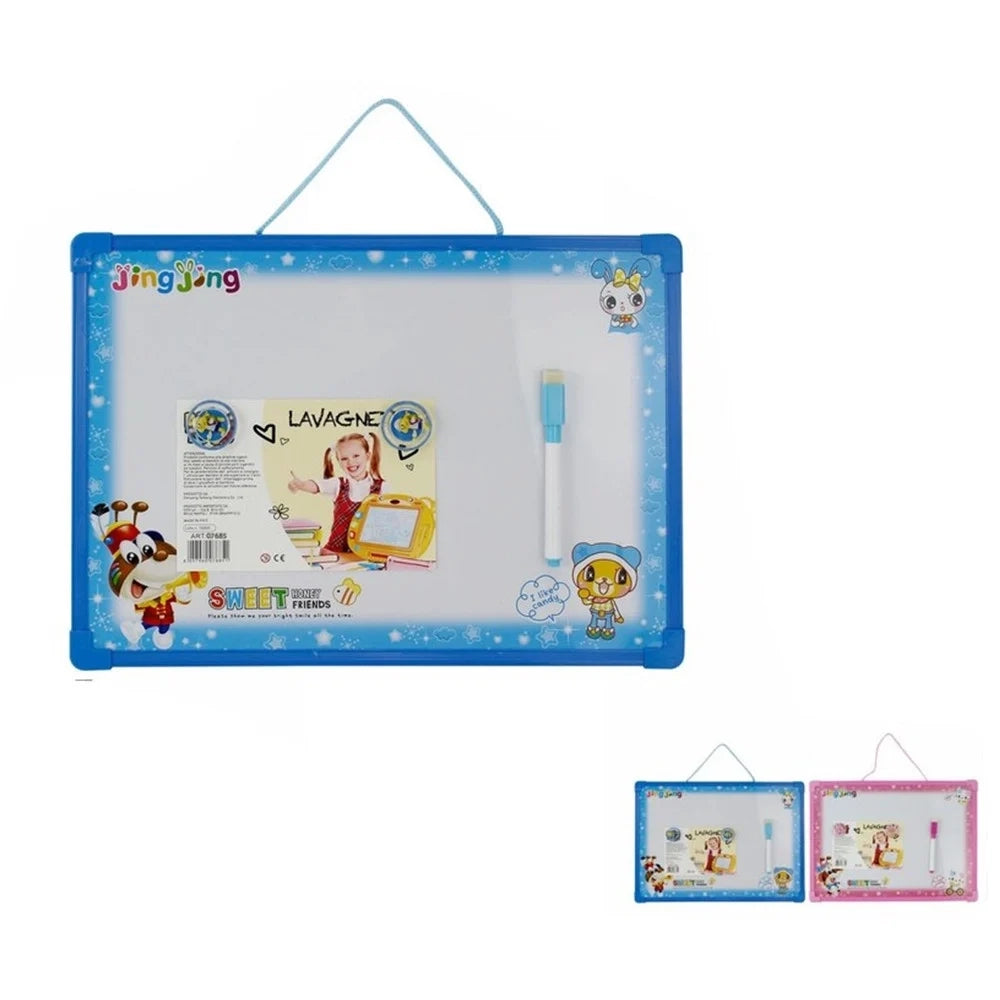 Trade Shop - Lavagna Magnetica Con Cornice In Plastica Per Bambini Con Pennarello Gioco 07685 -