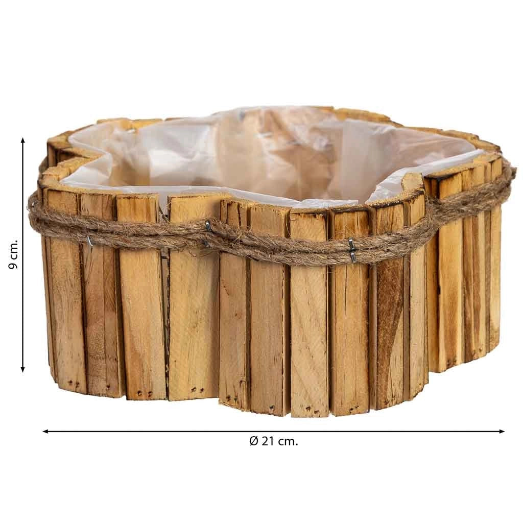 Cesto in legno a forma di fiore 21x21x9h cm