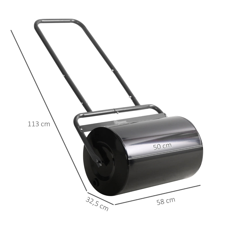 RULLO PER PRATO con manico a U Ø32 cm 58x32,5x113 cm Acciaio Nero