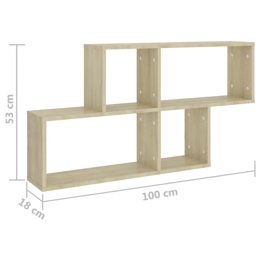 Scaffale a parete | Ripiano a parete | Mensola a parete Rovere Sonoma 100x18x53 cm Legno Multistrato