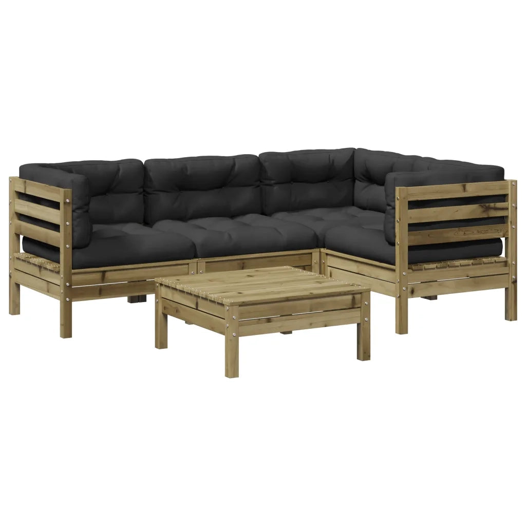 Set Divani da Giardino 5pz con Cuscini Legno Impregnato di Pino 3299429