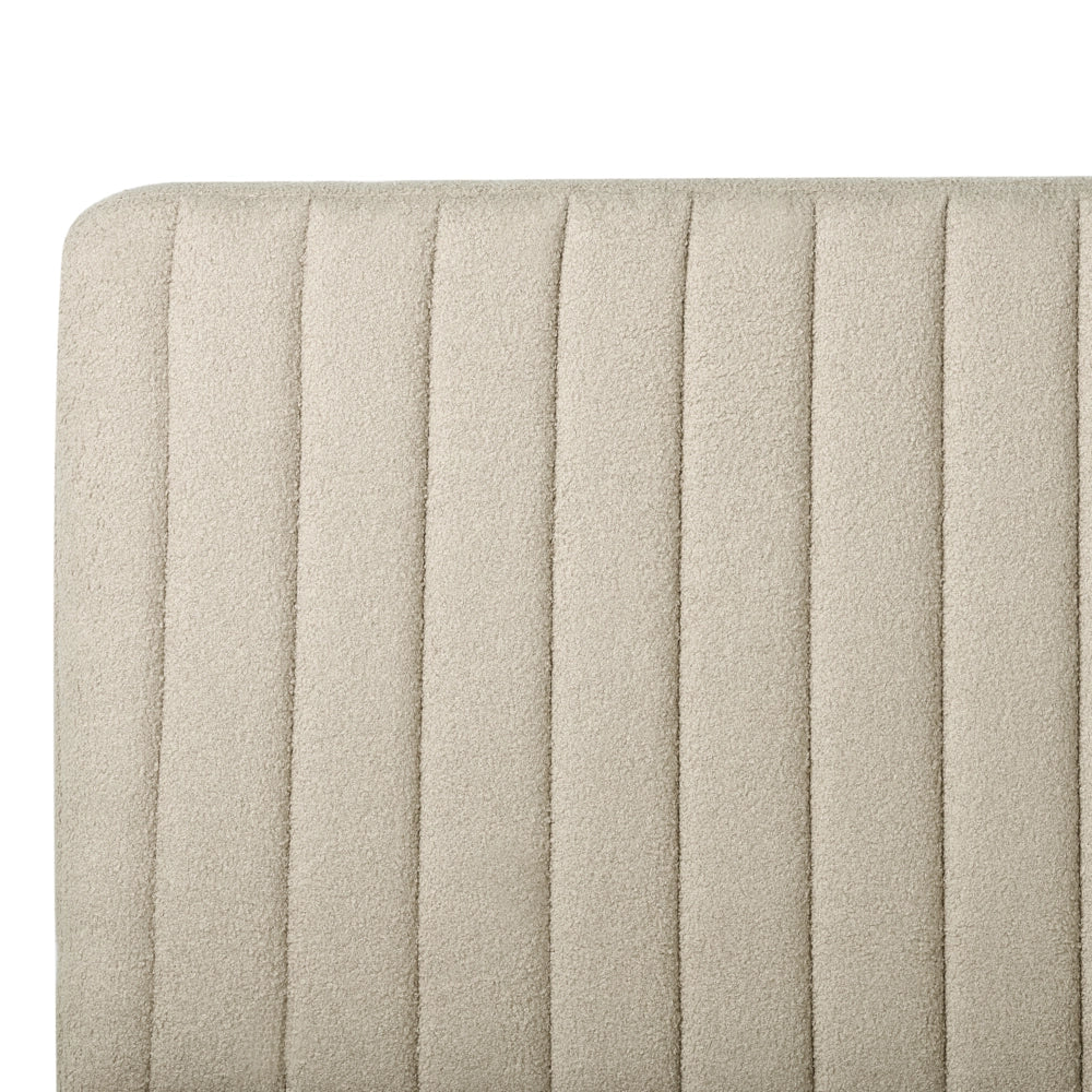 Letto in bouclé beige UE Matrimoniale 140 x 200 cm Testiera Imbottita con Gambe in metallo Design moderno