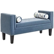 Panca Fondoletto con Braccioli Trapuntati e 2 Cuscini, in Ciniglia e Legno, 115.5x45x56 cm, Grigio e Nero