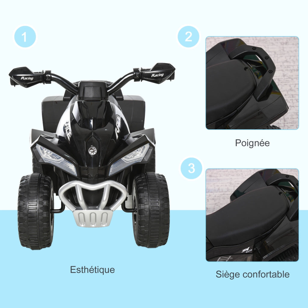 Portagiochi Quad Bambini 18-36 Mesi con Luci e Suoni ¨C Zephmum ¨C 67x38x44 cm Nero