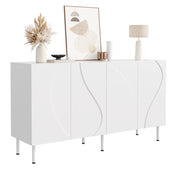 Credenza bassa 140x40x77，5 cm in PB e MDF bianca con ante 3D