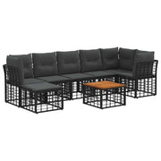 Set di divani da esterno 8 pcs Nero e Grigio scuro Poliestere