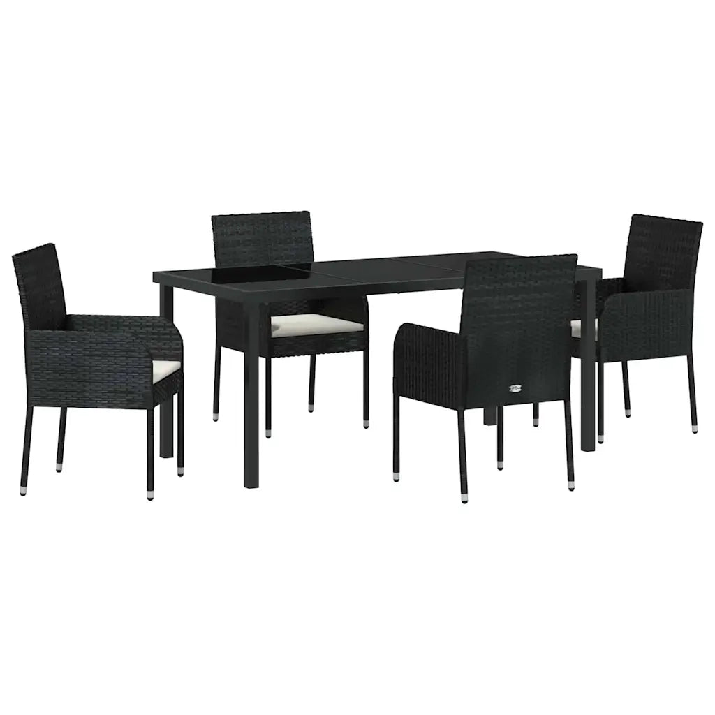 Set da Pranzo per Giardino con cuscino 5 pcs Nero polyrattan 3380102