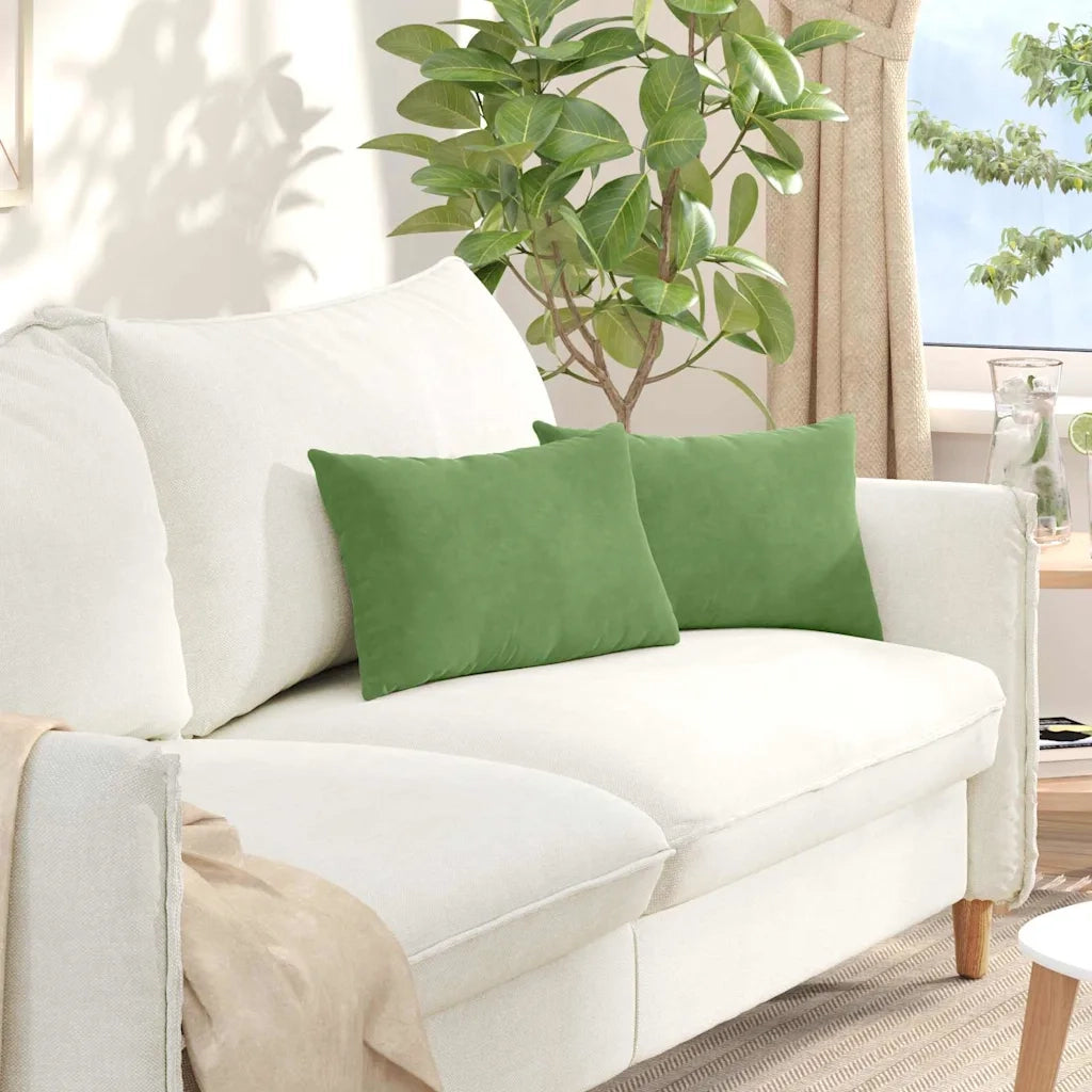 Cuscini da Divano 2 pz-Set di 2 Cuscini per Sofa Verde chiaro 50 x 30 cm