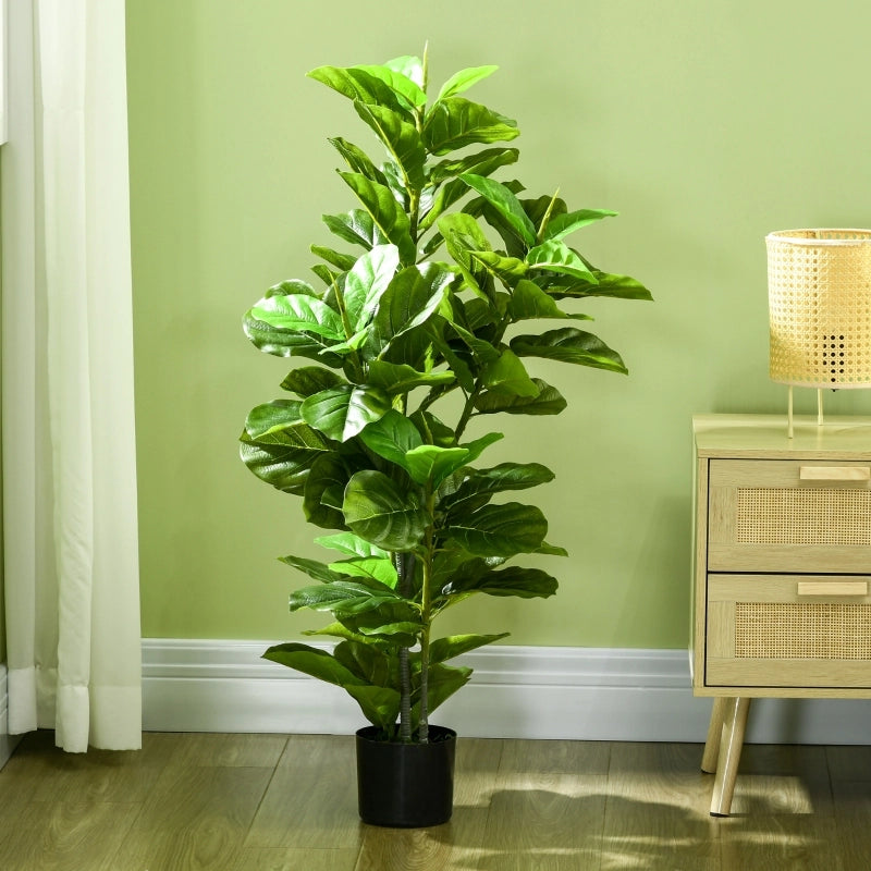 Pianta di ficus artificiale, alta 110 cm con 90 foglie e vaso per soggiorno.