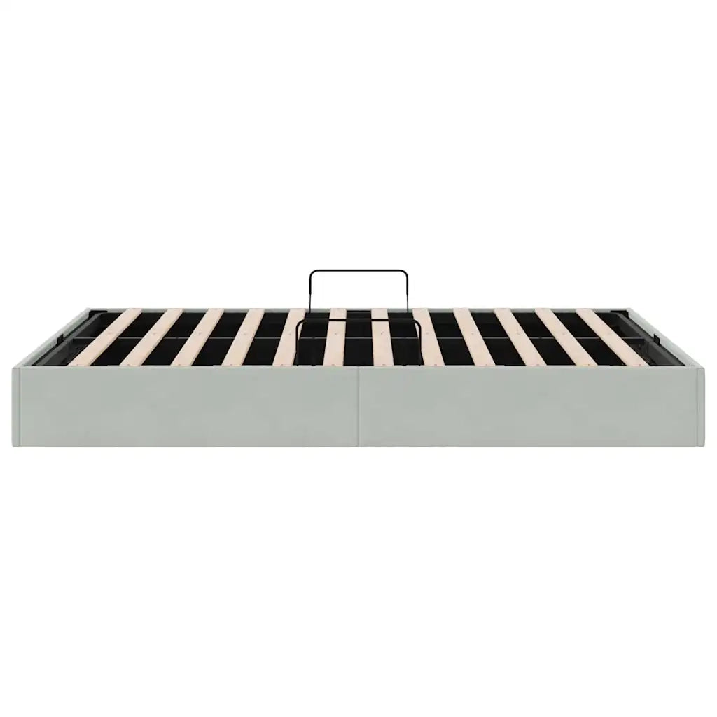 Letto con Contenitore Grigio Chiaro 137 x 190 cm Velluto 3370134