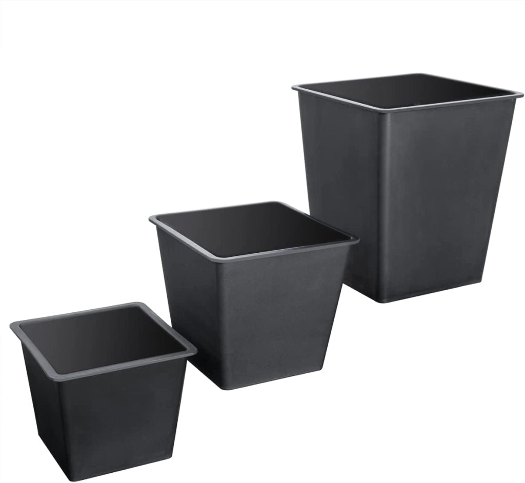 Deuba Fioriera in Polirattan Intrecciato a Mano Vaso Portafiori Set 3 pz Fioriere Cassette per Fiori Grigio