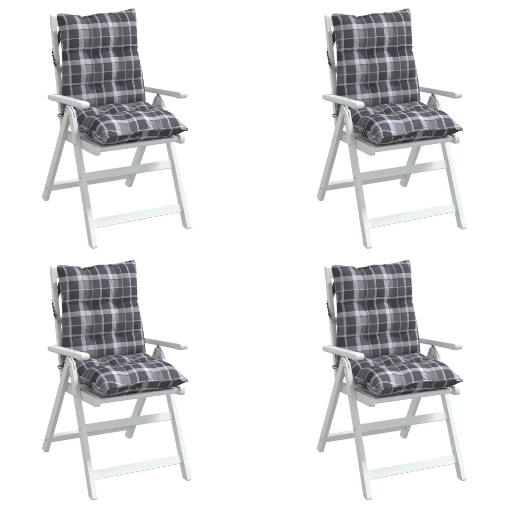 Cuscini Sedia Schienale Basso 4 pz Quadri Grigio Tessuto Oxford 377714