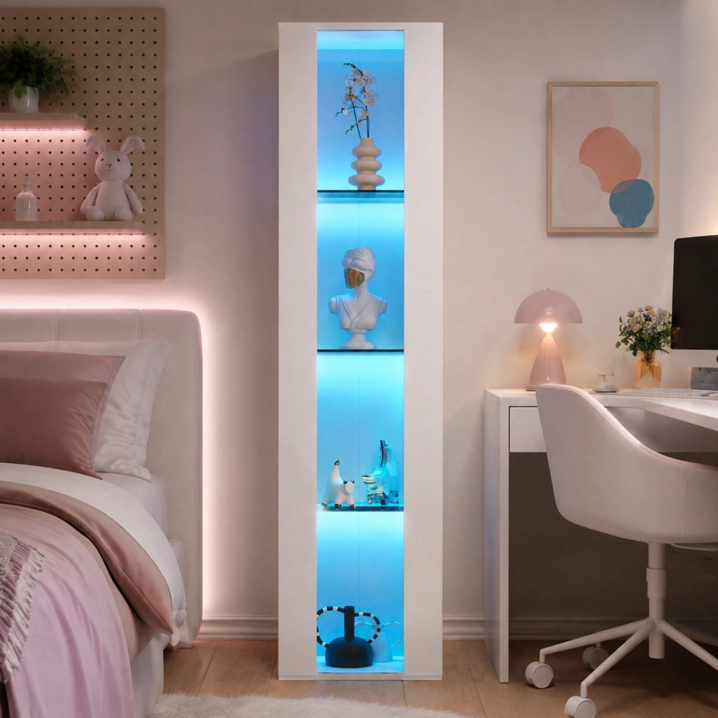 Vetrina bianca con LED multicolore e controllo tramite app