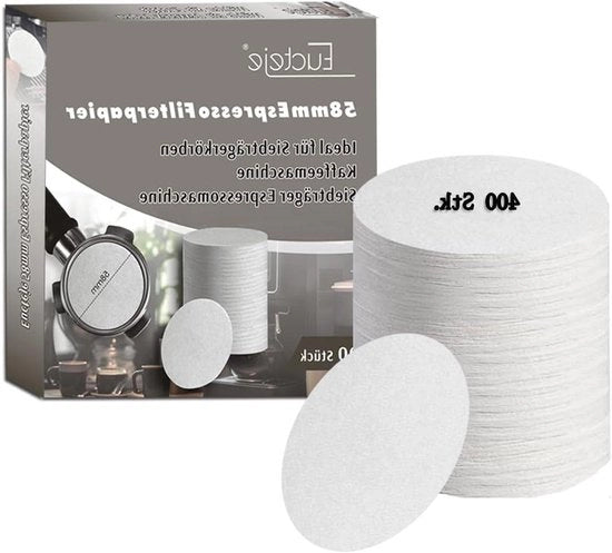 400 pezzi di carta filtro per caffè espresso 58mm - Sostituzione filtro di carta per caffè a forma rotonda bianca per portatori di strainer 58mm
