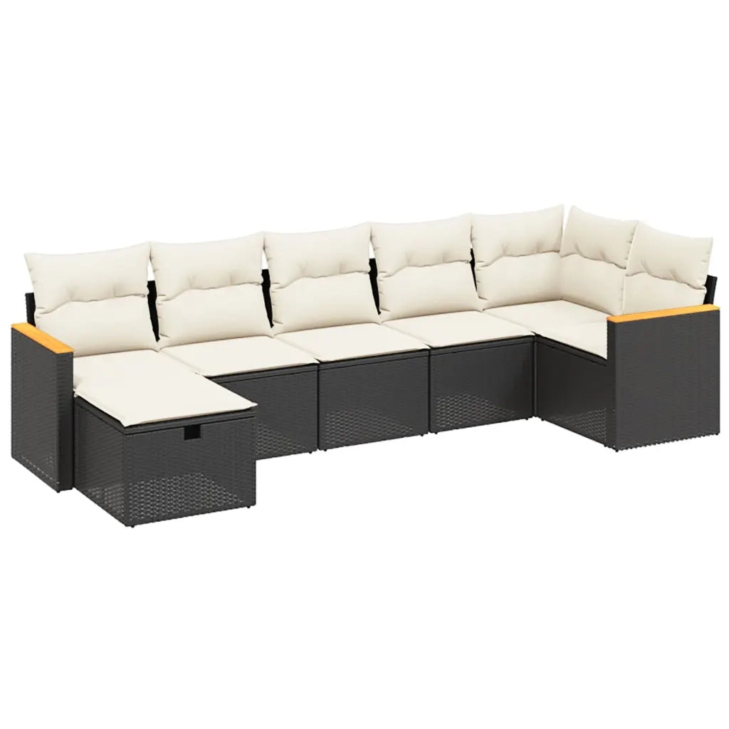 Set Divani da Giardino con Cuscini 7pz Nero Polyrattan 3265312