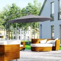 Ombrellone da Giardino 3x2.5 m a Braccio e Inclinabile con Manovella, in Acciaio e Poliestere Grigio