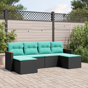 Set Divani da Giardino 6 pz con Cuscini Nero in Polyrattan 3226218