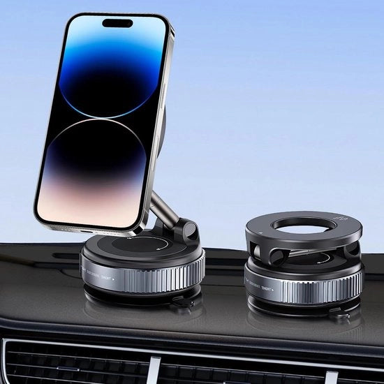 Oggetto di Ricarica per Smartphone con Cuppo di Adesione Magnetico a Vento con Anello di Metallo Rotante a 360 Gradi per Pannello di Controllo e Finestra di Vettura