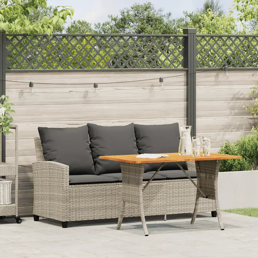 Divano 3 Posti con Cuscini e Tavolo Grigio Chiaro Polyrattan