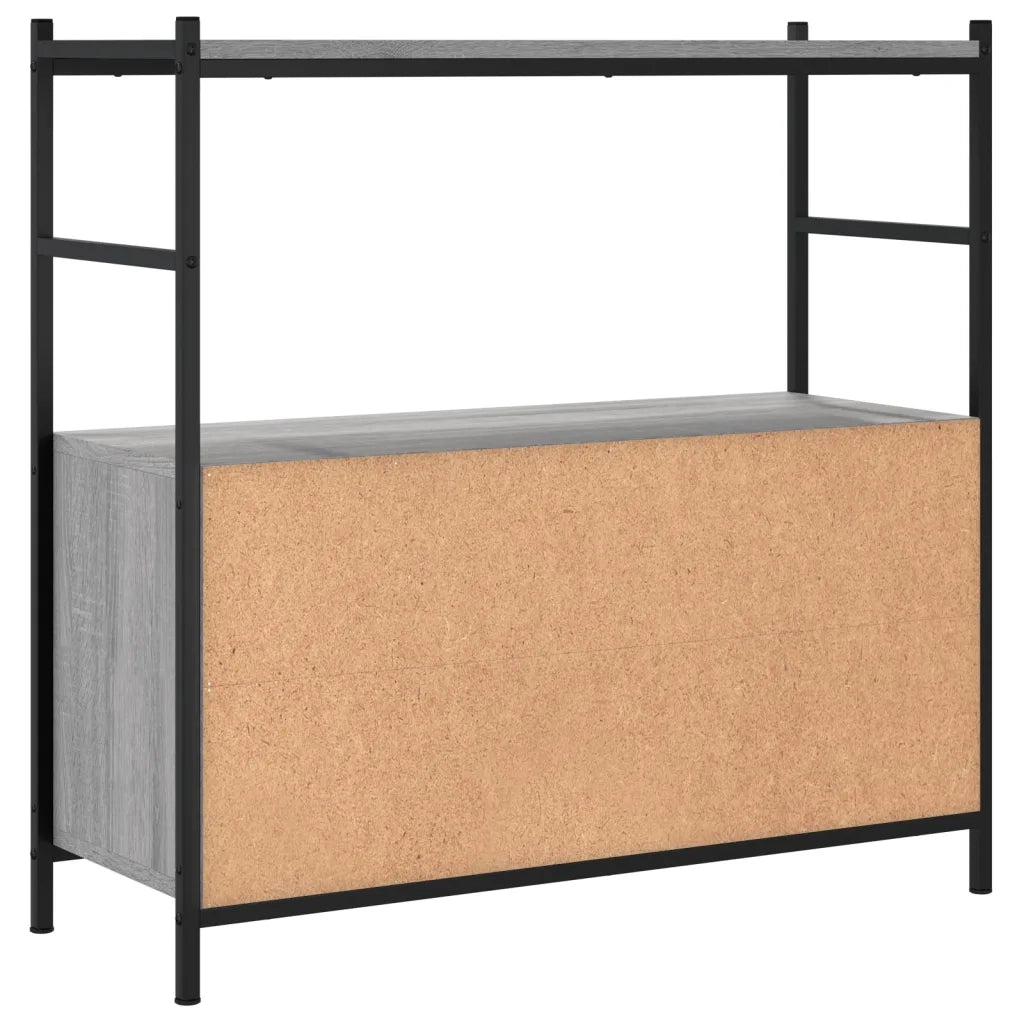 Libreria-Scaffale per Libri-Mobile di Stoccaggio Grigio Sonoma 80x30x78,5 cm Legno Multistrato e Ferro