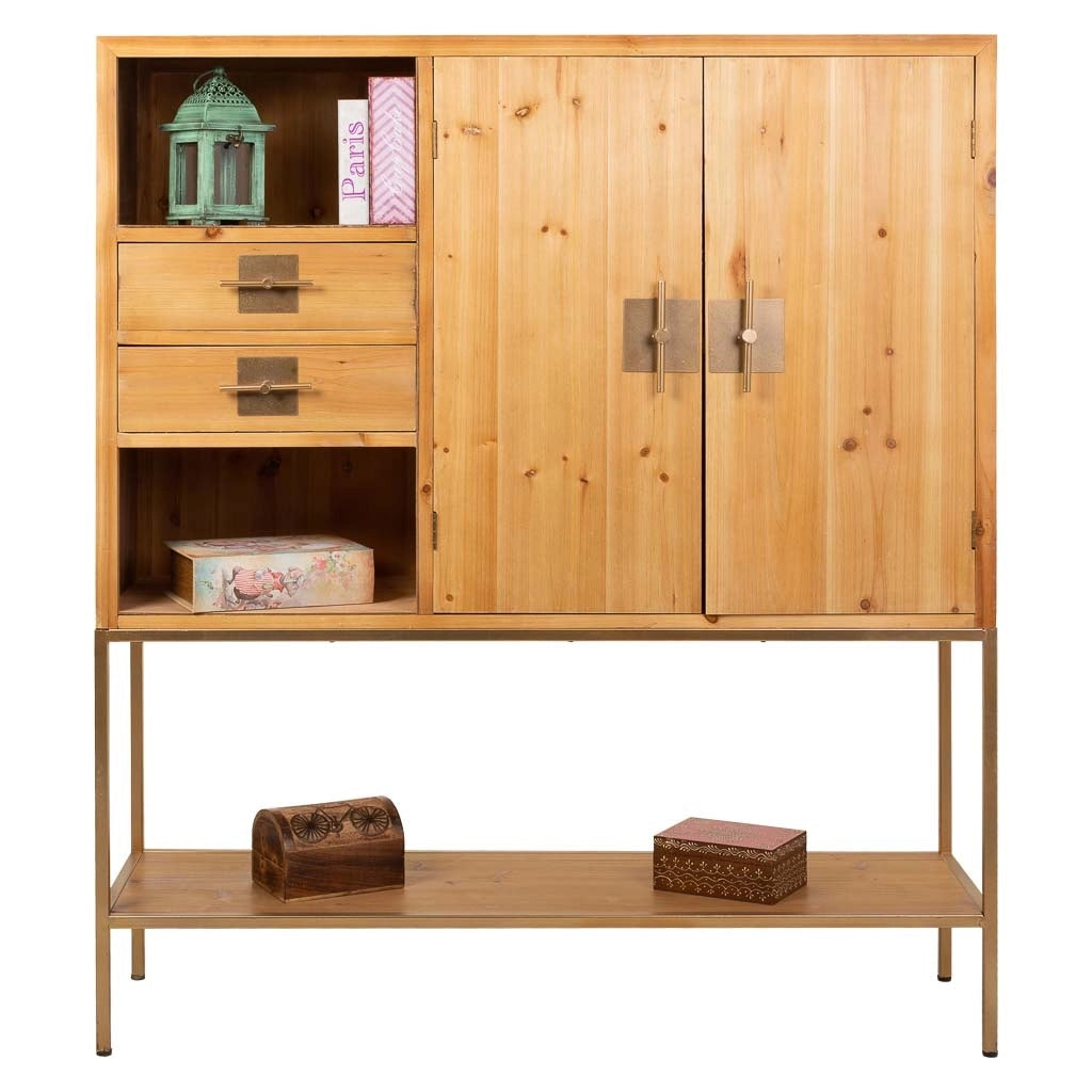 Credenza in legno e metallo marrone 120x37,5x139,5h
