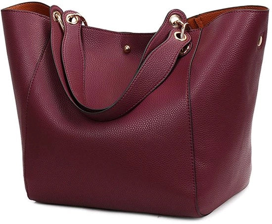 Borsa da Spalla per Donna in Pelle di Faux Artefatto, Grande Borsa da Spalla con Fondo Spesso e Cerniera, Tasca per Donna con Maniglia e Cinturino, Borsa da Spalla per Donna con Design Unico e Colori Vivaci (Fucsia)
