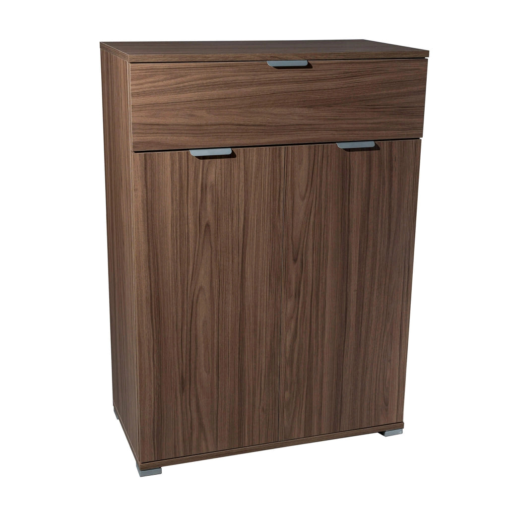 Armadietto da Bagno con 2 ante e un cassetto in Legno Composito cm 75x38x112 - HUGO