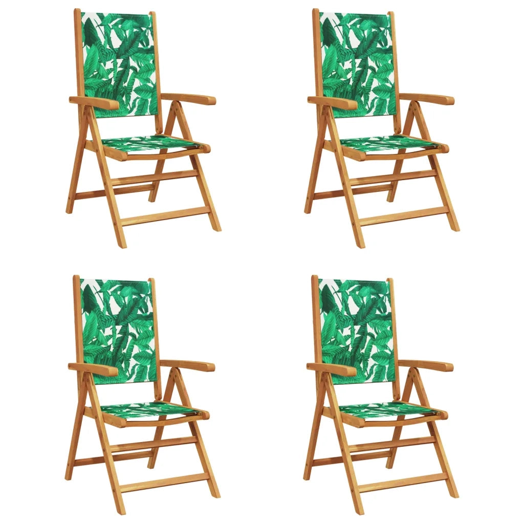 vidaXL Sedie Giardino Reclinabili 4 pz Verdi Tessuto e Legno Massello