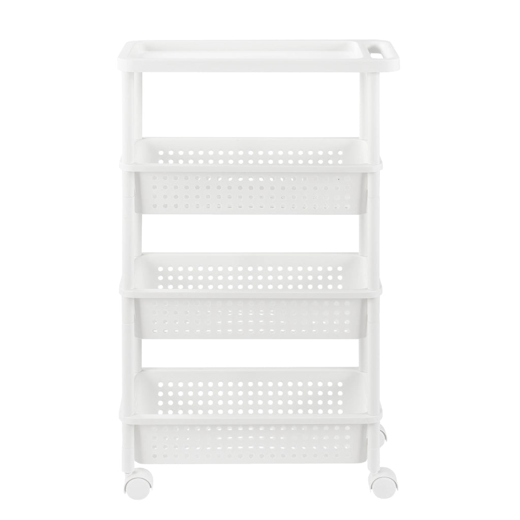 Carrello Portaoggetti a 4 Ripiani Scaffale Stretto con Ruote 100 x 22 x 48 cm - Bianco [en.casa]