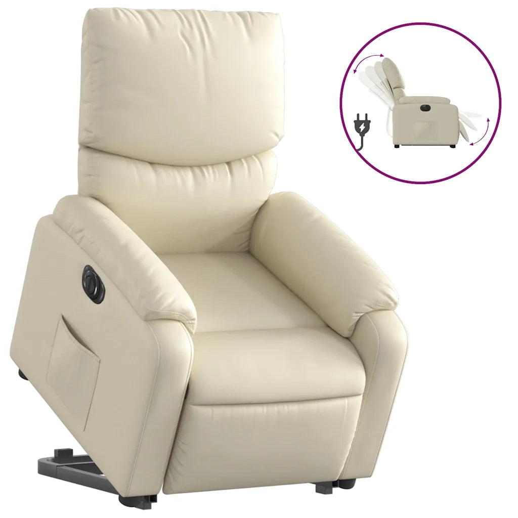 Poltrona Alzapersona Reclinabile Crema in Similpelle 3204901