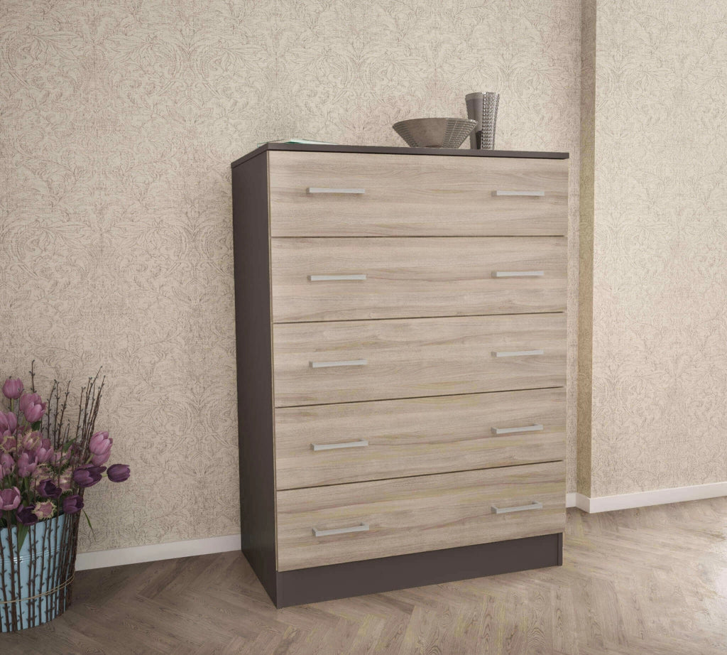 Cassettiera con 5 cassetti in Legno Composito cm 80x45x111 - VANCE