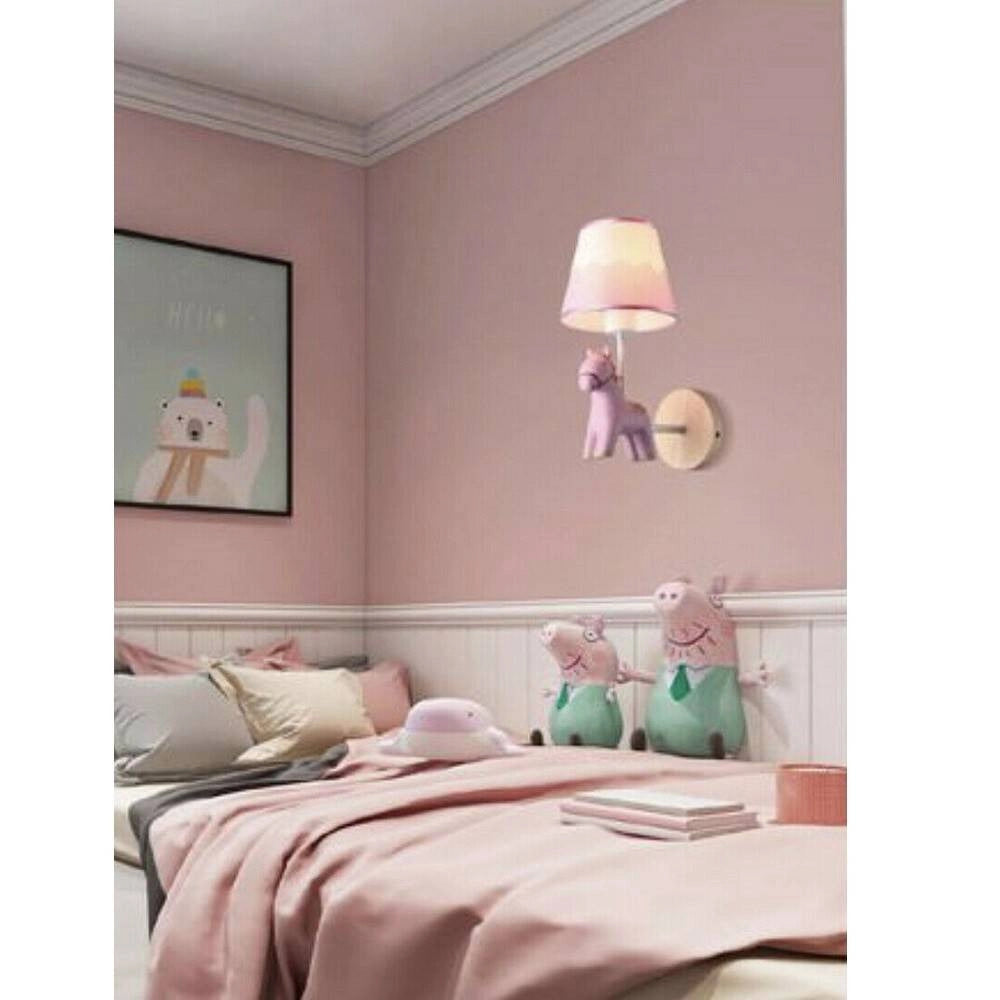 Trade Shop - Applique A Muro Cameretta A Forma Di Cavallo In Resina E27 Lampada Muro Lume E49 -