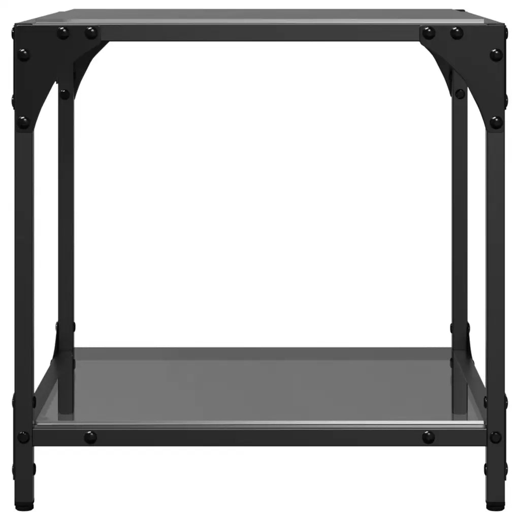 Tavolini da Salotto con Piano Vetro Nero 2pz 40x40x40cm Acciaio 845965