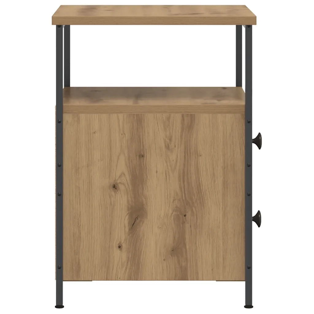 Comodini 2pz-Set di 2 Tavolino da notte Rovere Artigianale 34x35,5x50 cm Legno Multistrato