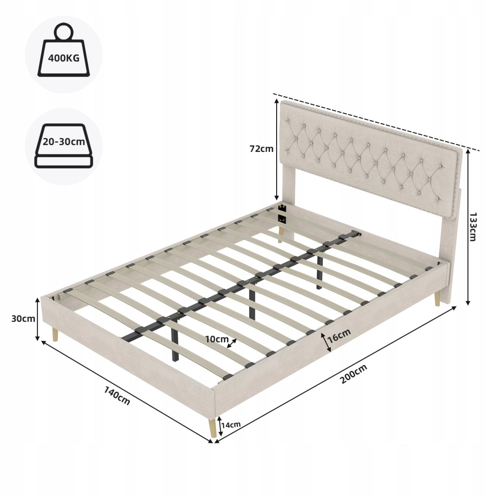 Letto imbottito - Xylo - 140x200 - Beige