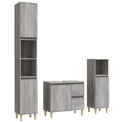 Set Mobili da Bagno | Armadio da bagno 3 pz Grigio Sonoma in Legno Multistrato