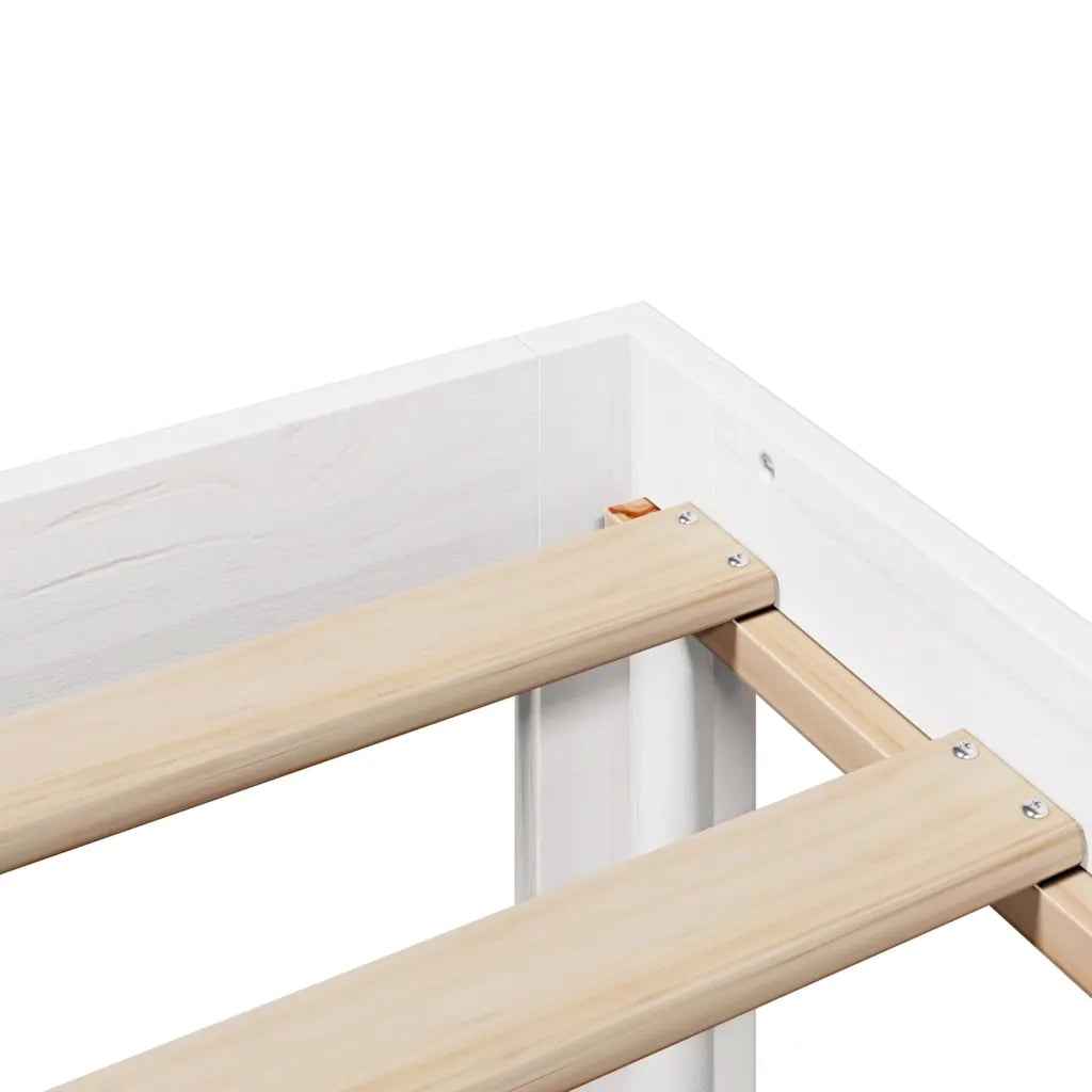 Giroletto con Testiera Bianco 135x190 cm Legno Massello di Pino 3306077