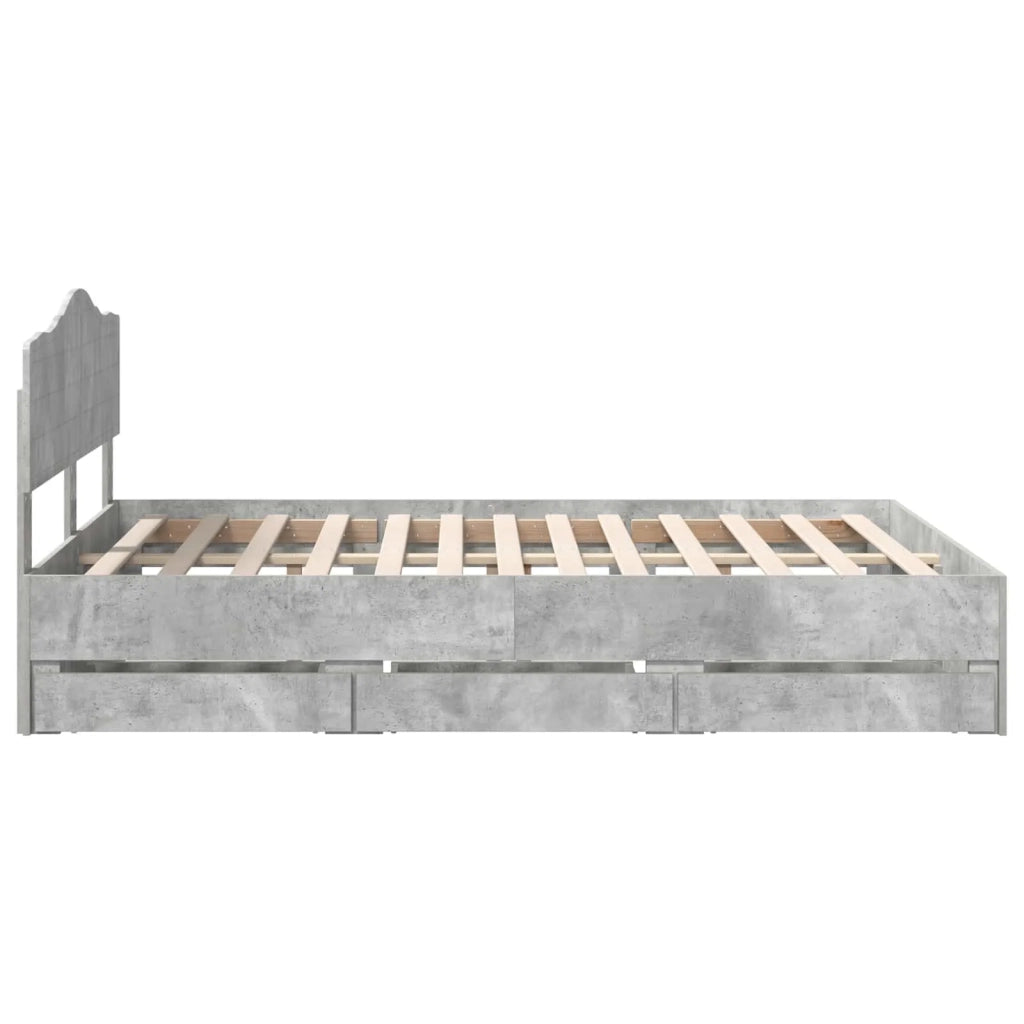 Struttura del letto con cassetto Grigio cemento 150 x 200 cm