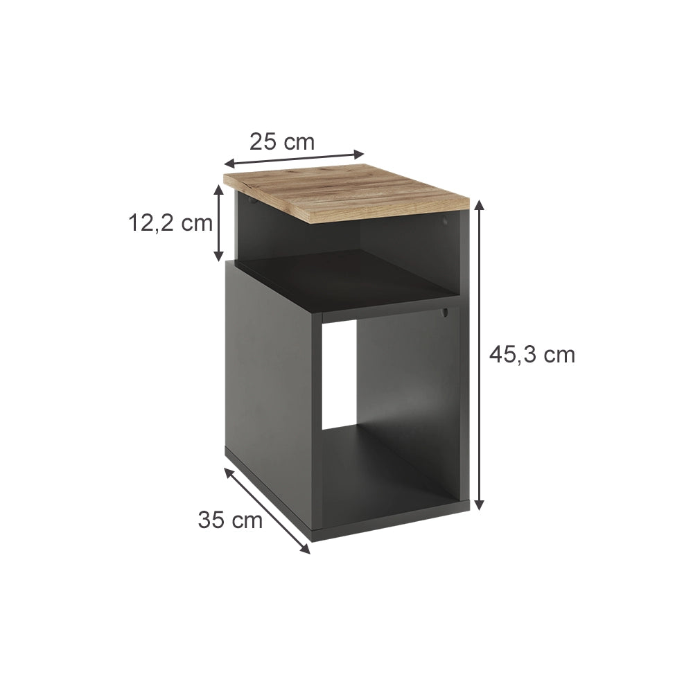 Vicco Comodino camera da letto Antracite/quercia dorata 25 x 65.3 cm