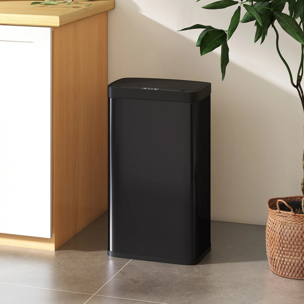 Cestino Rifiuti Cucina Automatico 45L con Sensore Infrarosso ¨C zephmum ¨C Chiusura Morbida Antimpronte Nero