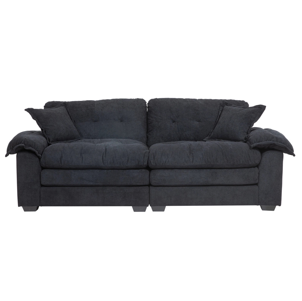 Divano 2 posti a seduta profonda 214 cm in ciniglia nero HOMVRA