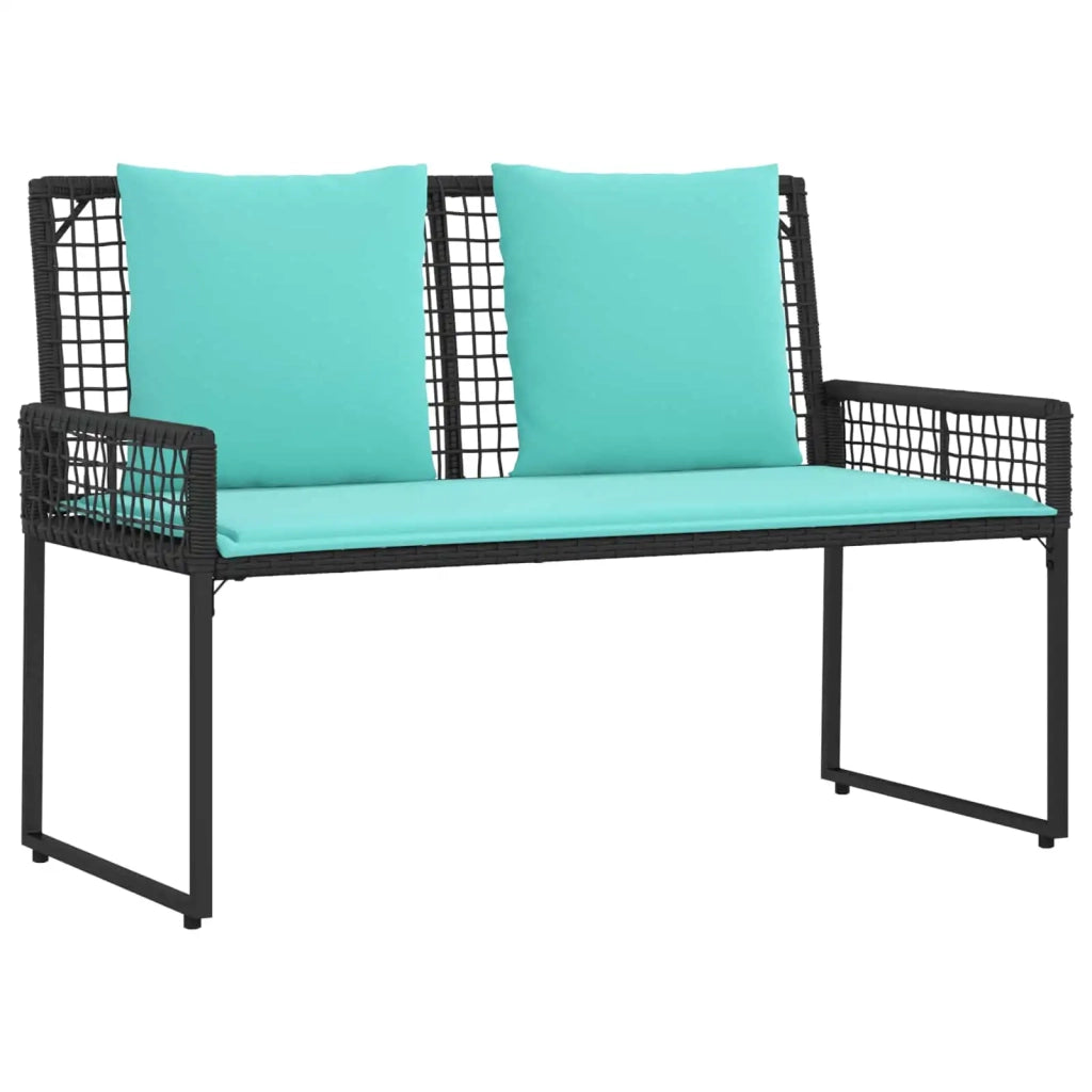 Set di Mobili da Esterno con cuscino 4 pcs Nero e Turchese