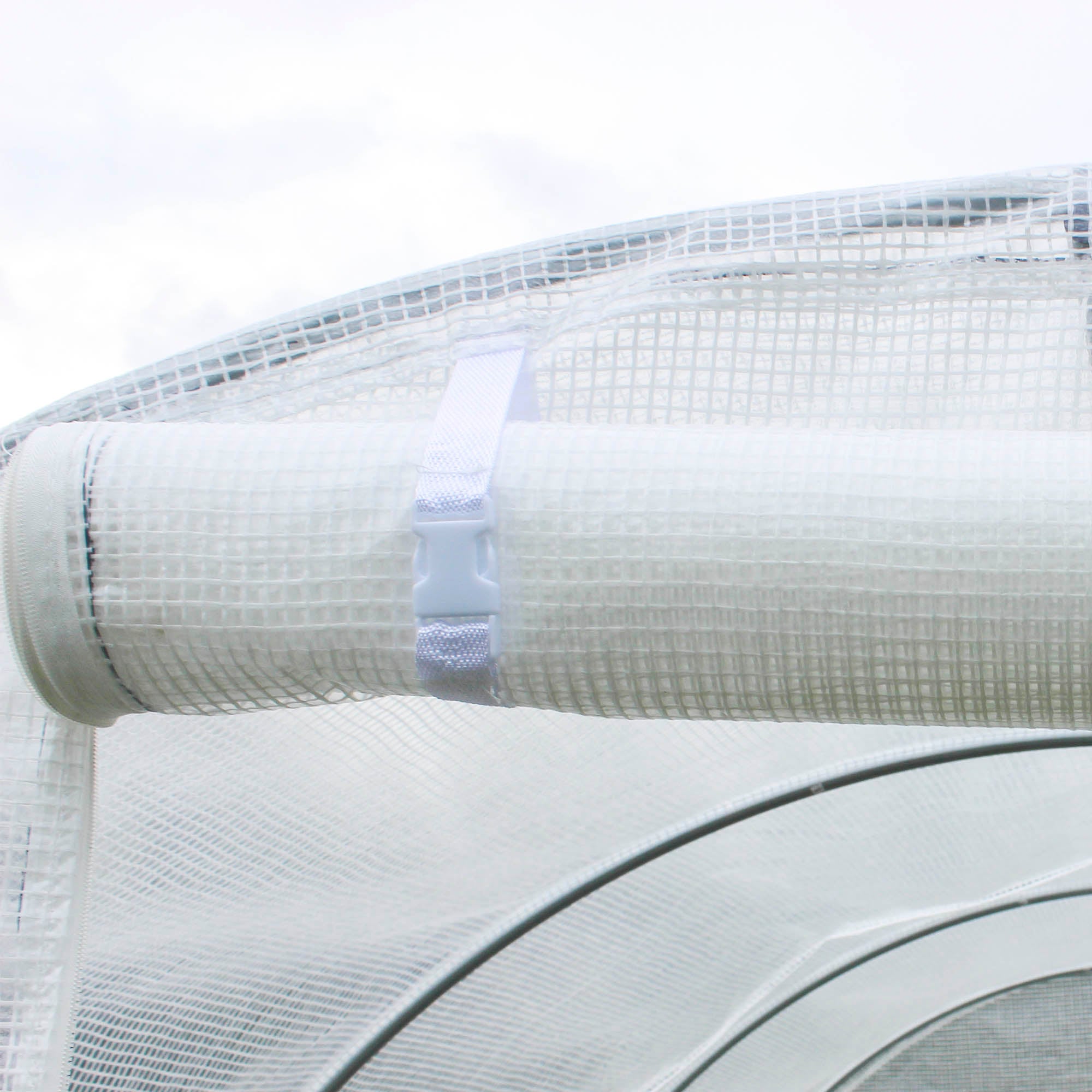 Telo per Serra 3x2x2 m con 6 Finestre Porta Avvolgibile e Bordi Interrati in PE Bianco