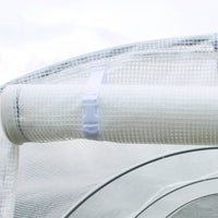 Telo per Serra 3x2x2 m con 6 Finestre Porta Avvolgibile e Bordi Interrati in PE Bianco