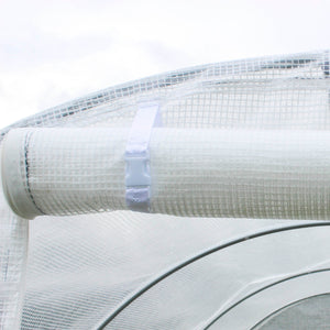 Telo per Serra 3x2x2 m con 6 Finestre Porta Avvolgibile e Bordi Interrati in PE Bianco