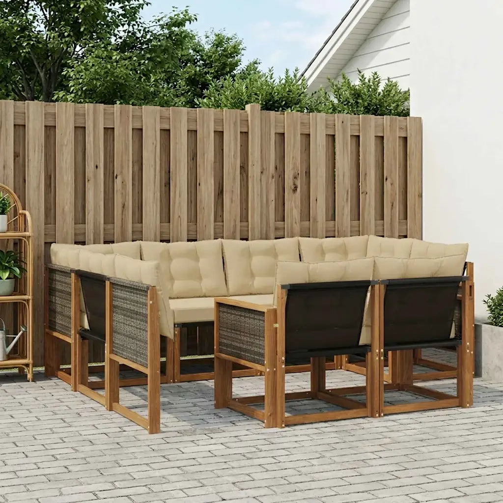 Set di divani da esterno con cuscino 7 pcs Naturale e Beige