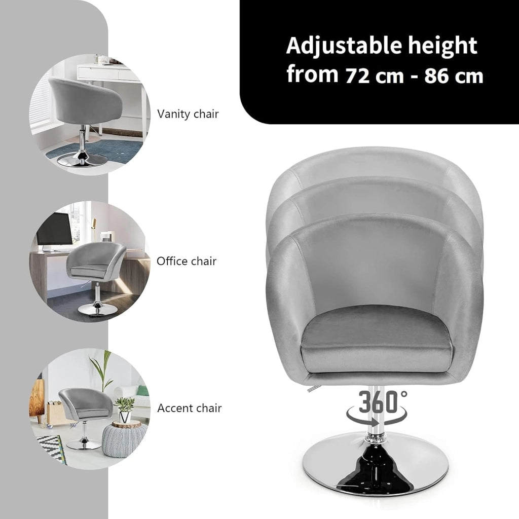 Sgabello da Bar in Velluto, Altezza Regolabile e Girevole a 360 Gradi, Sedile Stile Retrò con Schienale, Carico di Massimo 120 kg, 61x52x 72-86 cm, 2 Colori